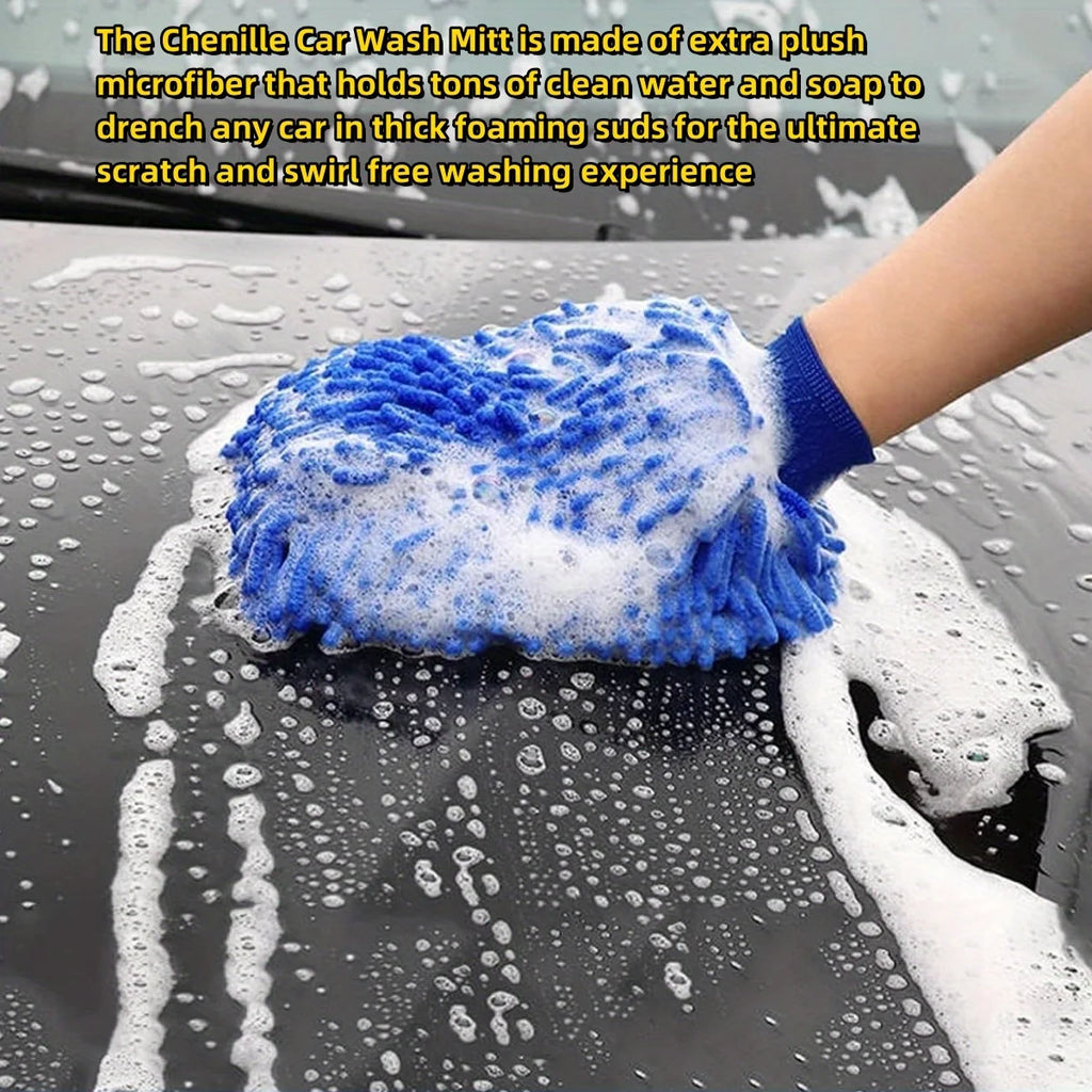 Microfiber Car Wash Gloves 2-Pack – Superfine Fiber Mitt Car Wash Mitt Axl