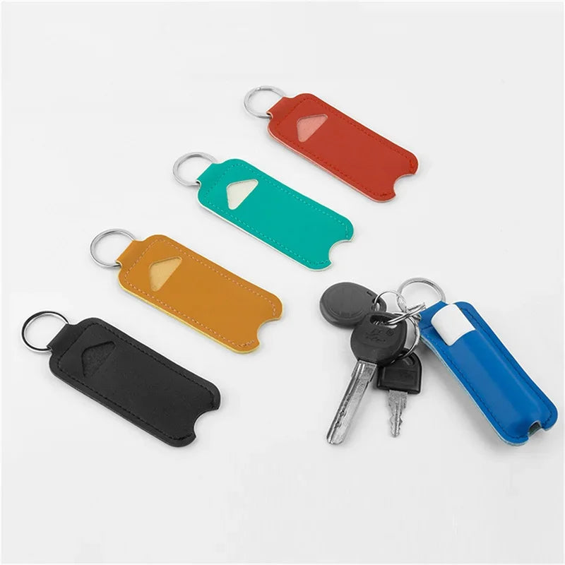 PU Leather Lipstick Holder Keychain – Portable Cosmetic Case Lipstick Organizer Case Axl