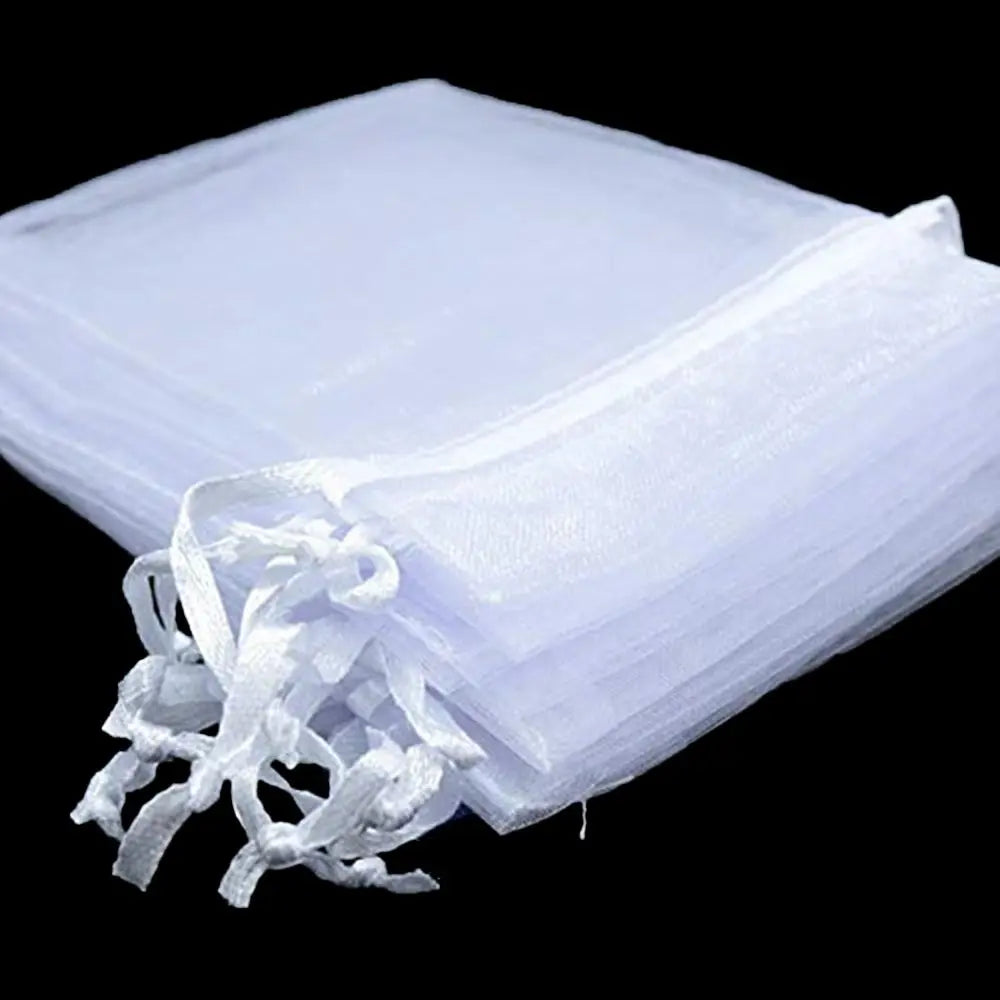 White Organza Drawstring Gift Bags 25/50 Pack – Party Pouches Organza Gift Bags Axl