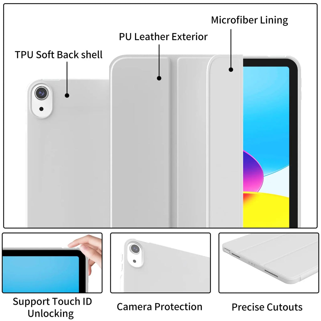 Tri-Fold Silicone Smart iPad Case – Shockproof Magnetic Cover Tablet Folio Case Axl