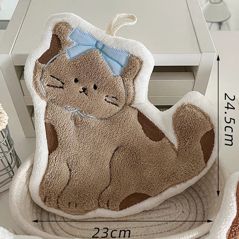 Cat Paw Hanging Hand Towel – Cute Coral Fleece Pet Lover Gift Hanging Hand Towel Axl B
