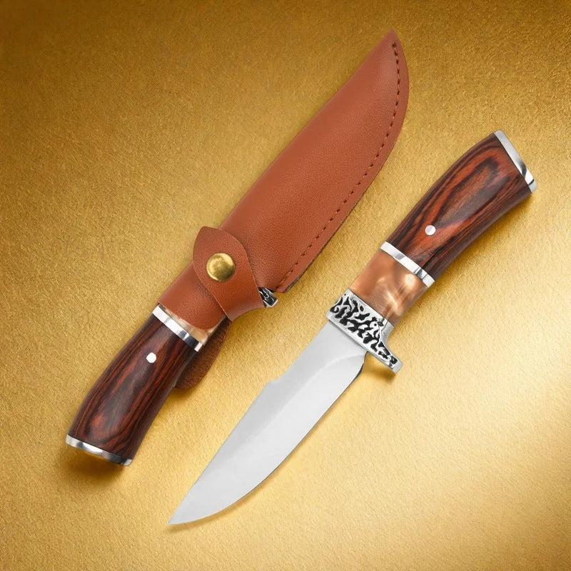 Fixed Blade Boning Knife – Wood Handle Camping & Kitchen Fixed Blade Knife Axl