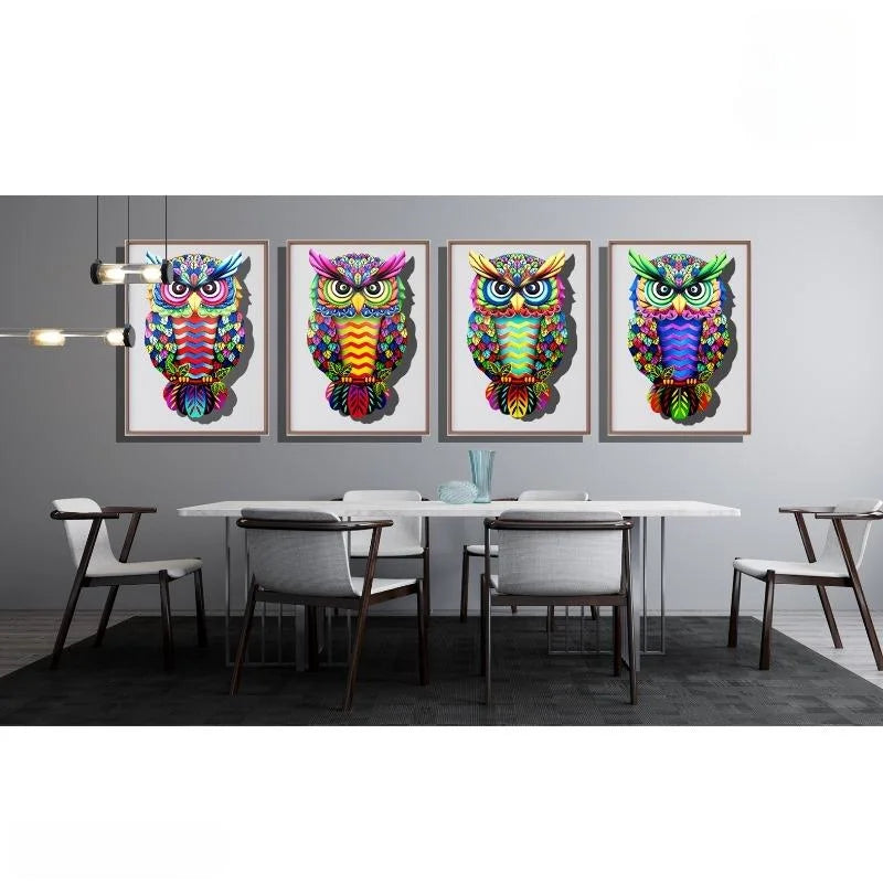 Colorful Metal Owl Wall Decor | Iron Art Hanging Sculpture Metal Wall Sculpture Axl