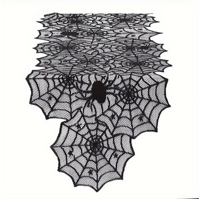 Black Lace Spider Web Table Runner – Halloween Table Decor Halloween Table Runner Axl