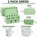 Silicone Ice Cube Tray with Metal Frame & Lid | 8 Large Cubes Silicone Ice Cube Tray Axl 2 Pack Green