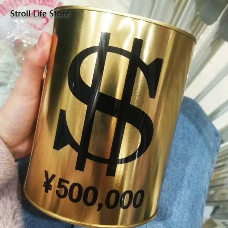 Large Gold Metal Piggy Bank – Coin & Paper Money Saving Jar Metal Piggy Bank Axl