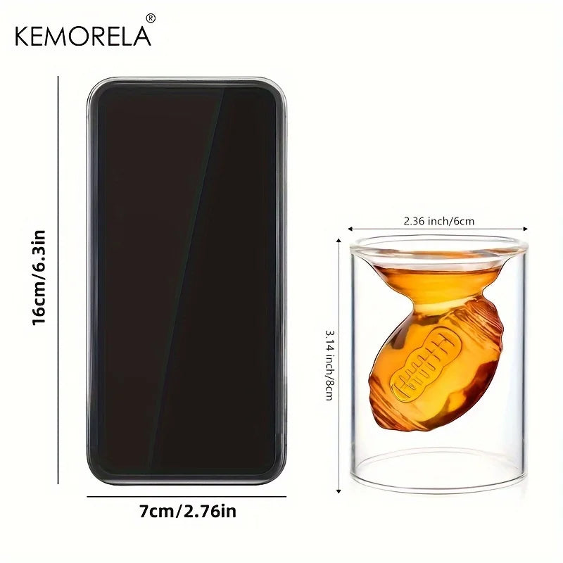 KEMORELA 3D Football Shot Glass – Reversible Whiskey Cup Gift Novelty Shot Glass Axl