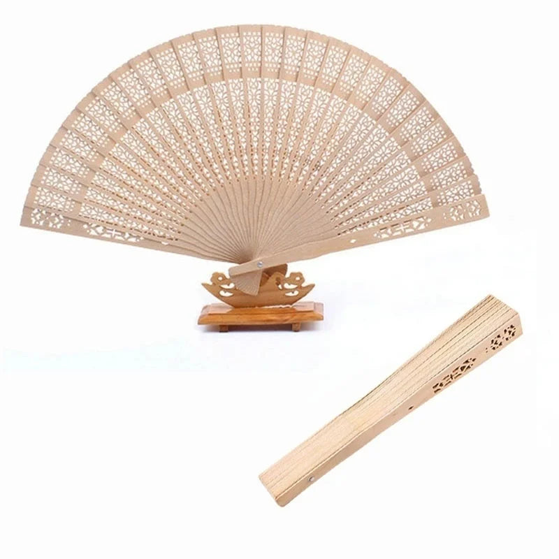 Sandalwood Folding Hand Fan 20cm – Hollow Wooden Carved Fan Decorative Hand Fan Axl