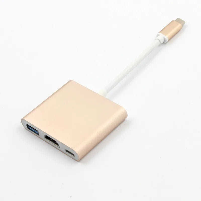 3-in-1 USB-C to 4K HDMI Adapter Cable for Samsung iPad Mac USB-C HDMI Adapter Axl Gold