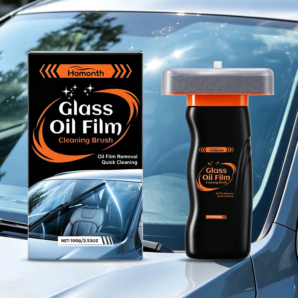 Car Glass Oil Film Remover & Anti-Fog Cleaning Brush Car Glass Cleaner Axl