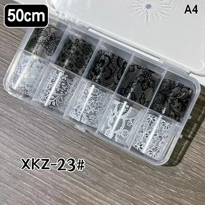Lace Flower Nail Transfer Foils & Stickers – DIY Nail Art Nail Art Stickers Axl A4