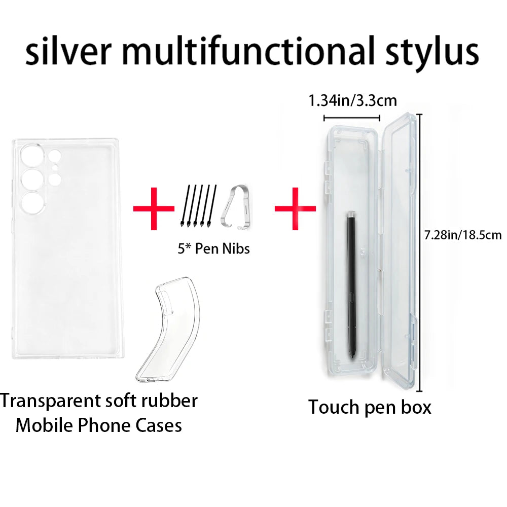 Samsung Galaxy S23 Ultra Stylus Pen + Nibs + Clear TPU Case Kit Phone Stylus Bundle Axl Silver
