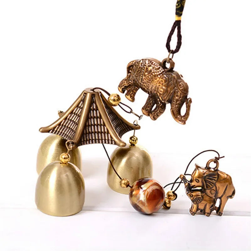 Antique Copper Elephant Wind Chime – Oriental Lucky Garden Decor Decorative Wind Chime Axl elephant