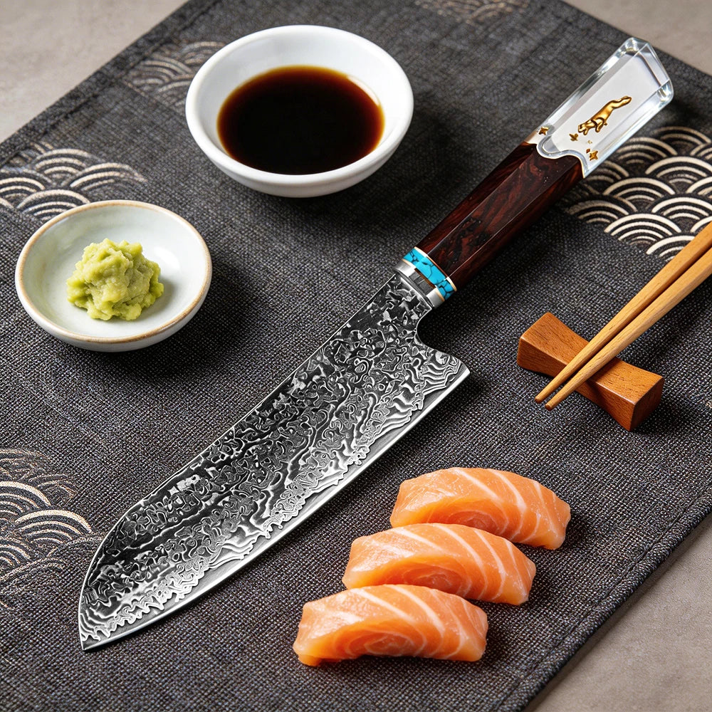 XITUO 8-Pc Damascus Steel Chef Knife Set | Resin Handle Chef Knife Set Axl