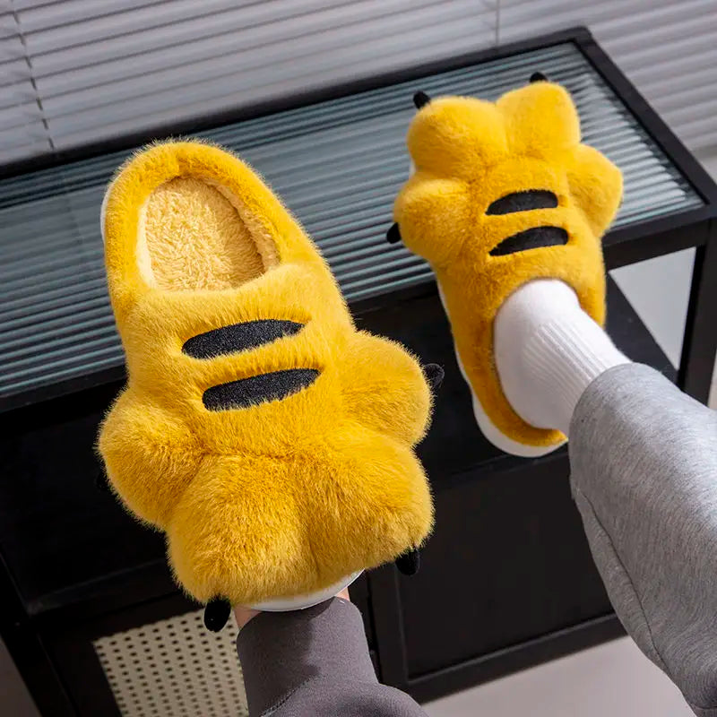 Lorilury Tiger Claw Fuzzy Faux Fur Slippers – Unisex Indoor Slides Novelty Fuzzy Slippers Axl Yellow 38-39 China Mainland