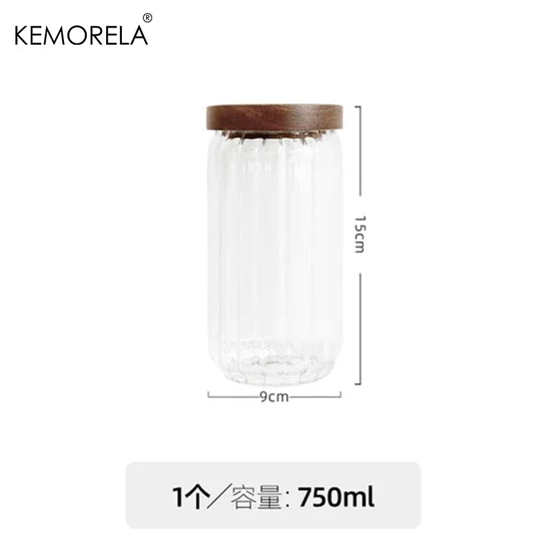 Glass Storage Jar with Acacia Wood Lid | Airtight Borosilicate Glass Storage Jar Axl 750ML
