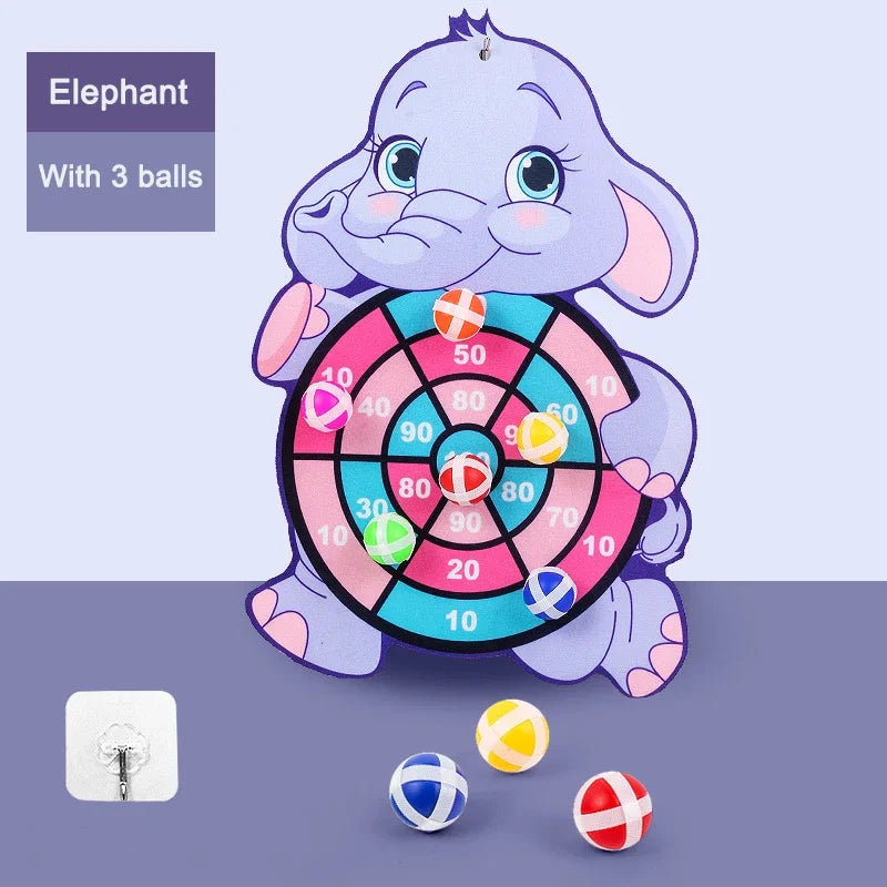 Kids Sticky Ball Dart Board – Safe Montessori Game Ages 3–7 Kids Dart Board Game Axl Elephant 3 balls