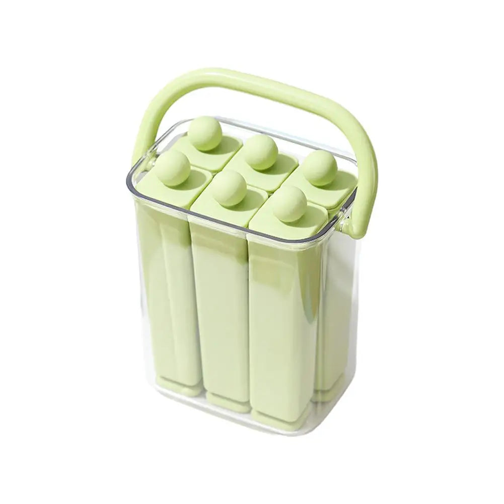Long Silicone Ice Cube Mold with Storage Box & Handle Silicone Ice Cube Mold Axl 6C Green