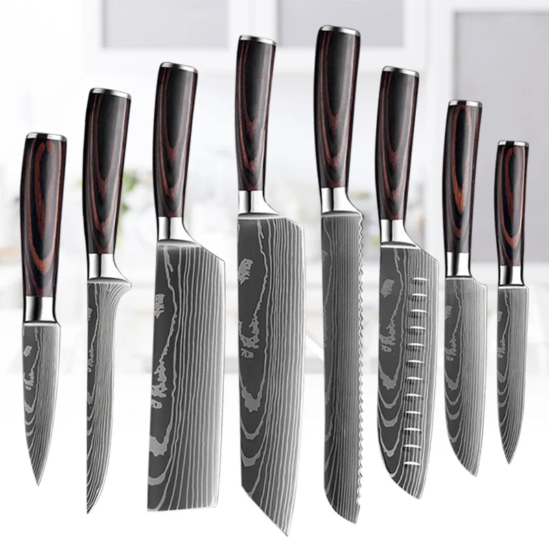 InLeung Damascus Chef Knife – Sharp Wood Handle Kitchen Knife Damascus Chef Knife Axl