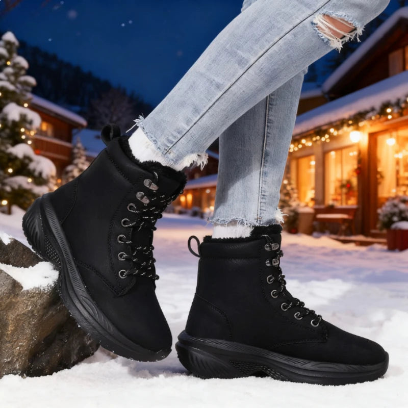 Women's Winter Snow Boots Wedge Lace-Up Warm Waterproof Women's Snow Boots Axl