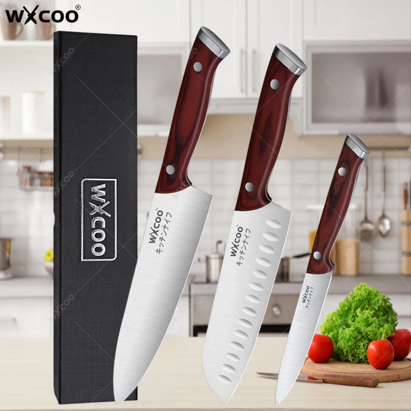 WXCOO Japanese Chef Knife Set – Sharp Stainless Steel Kitchen Chef Knife Set Axl