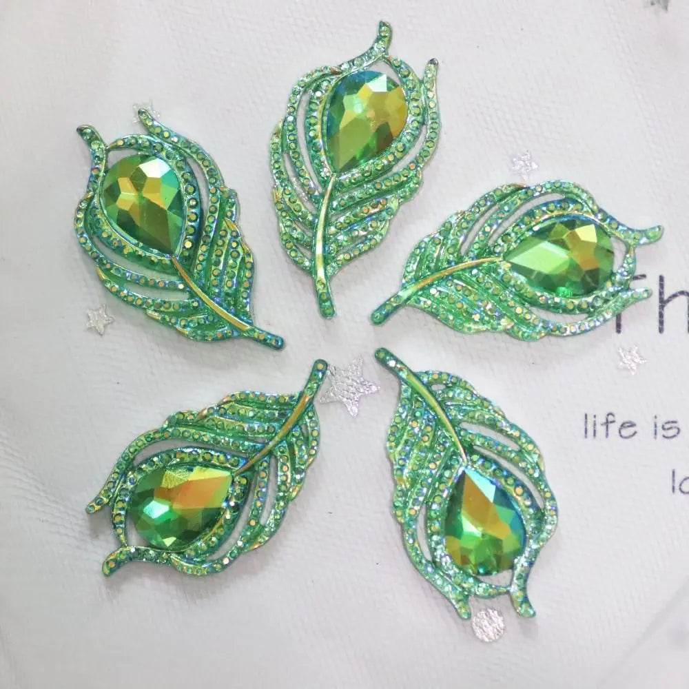 20PCS Resin Peacock Feather Leaf Rhinestones | DIY Craft Gems Craft Rhinestones Axl