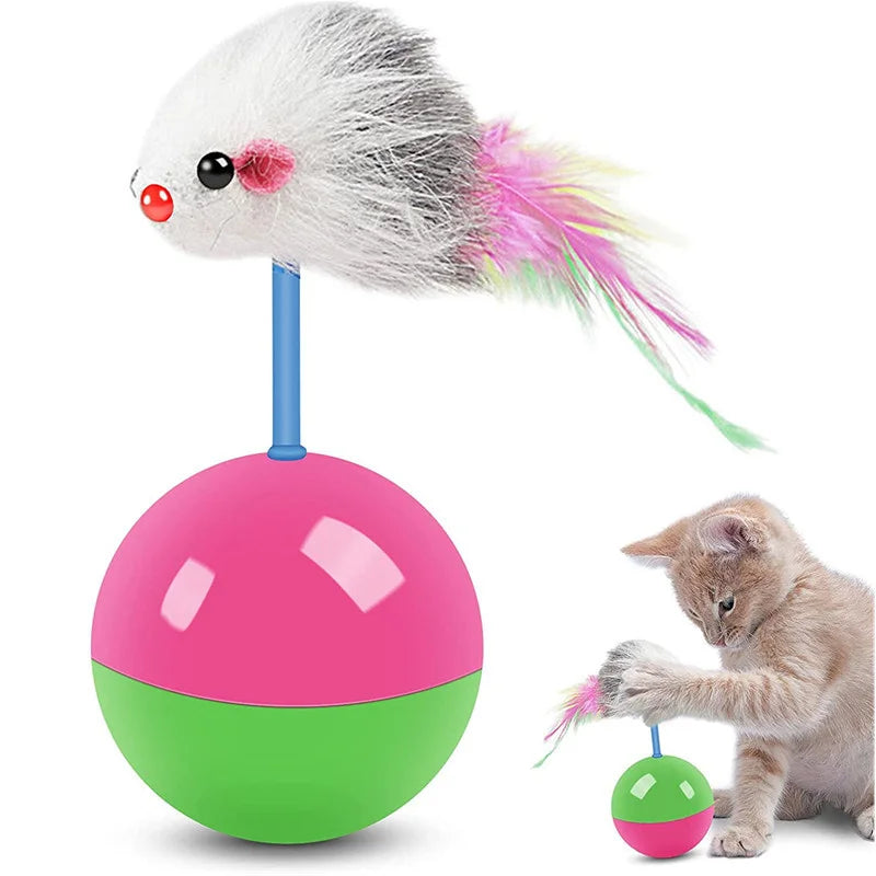 Tumbler Mouse Roly Poly Cat Toy – Feather Interactive Pet Toy Interactive Cat Toy Axl