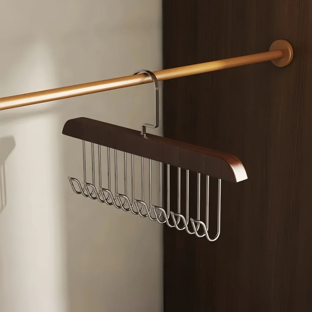 Solid Wood 8-Hook Wall Hanger Rack for Coats, Hats & Bags Wall Hook Rack Axl Retro color