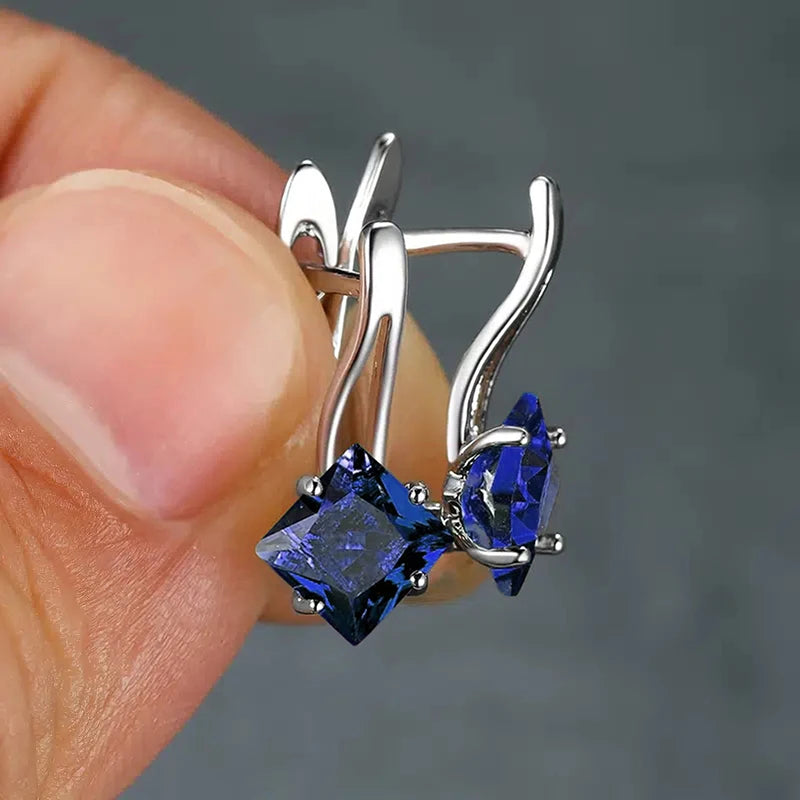 Huitan Women's CZ Hoop Earrings – Multicolor, Green & Blue Hoop Earrings Axl