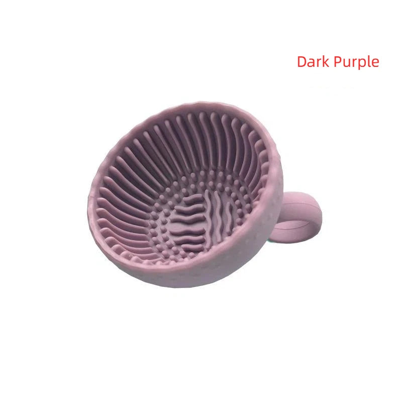 Silicone Makeup Brush Cleaner Bowl – Non-Slip Scrubber Makeup Brush Cleaner Axl Dark purple
