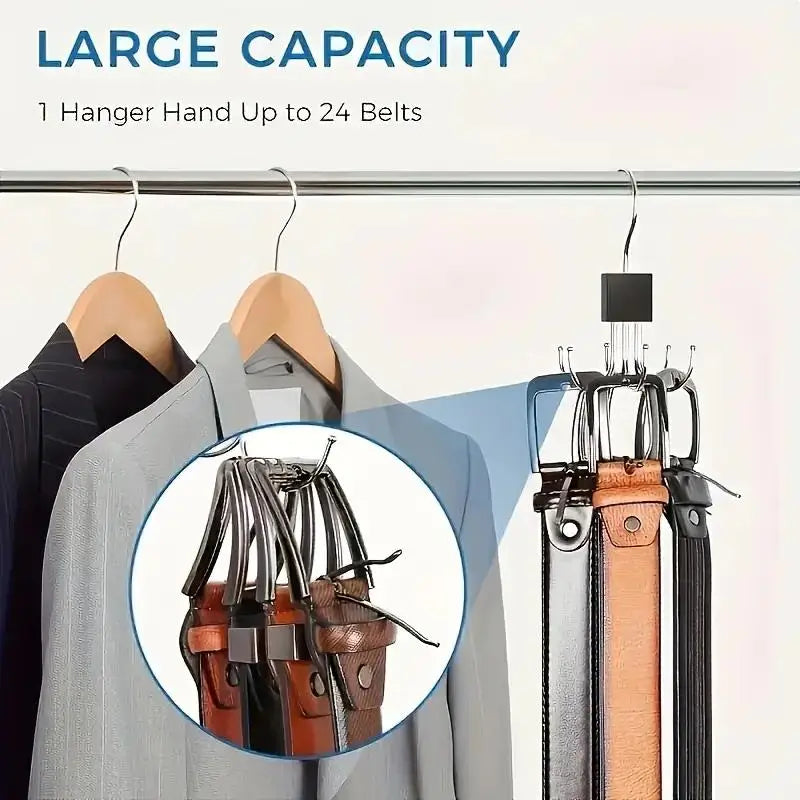 Rotating Multi-Hook Hanger for Belts, Ties & Scarves Closet Accessory Hanger Axl