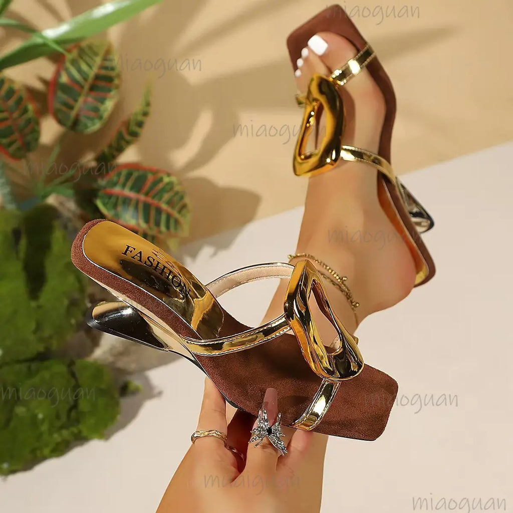 Women's Square Toe High Heel Sandals – Crystal Party Slippers High Heel Sandals Axl