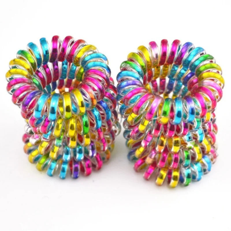 10-Pack Telephone Wire Elastic Hair Bands & Scrunchies 3.5cm Elastic Hair Bands Axl GRAY
