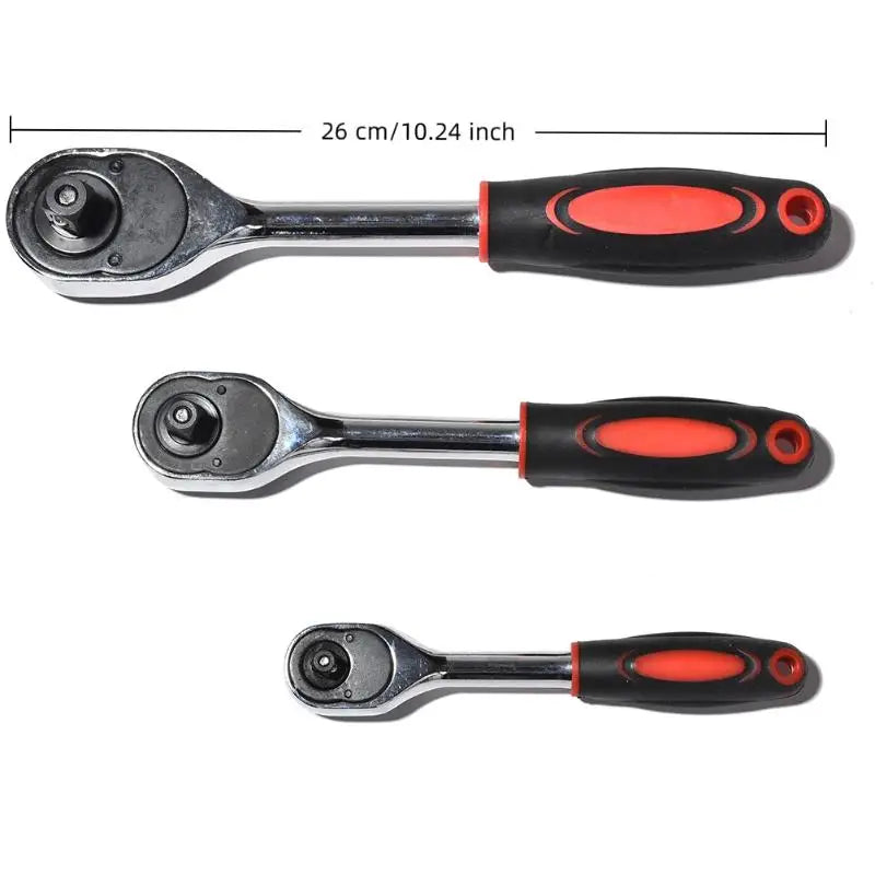 1/4 3/8 1/2" Ratchet Wrench – 24 Tooth Drive Socket Tool Ratchet Wrench Axl