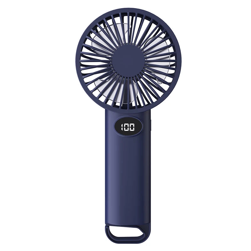 Portable Handheld Mini Fan – LCD Display, 6 Speed Settings Handheld Mini Fan Axl blue