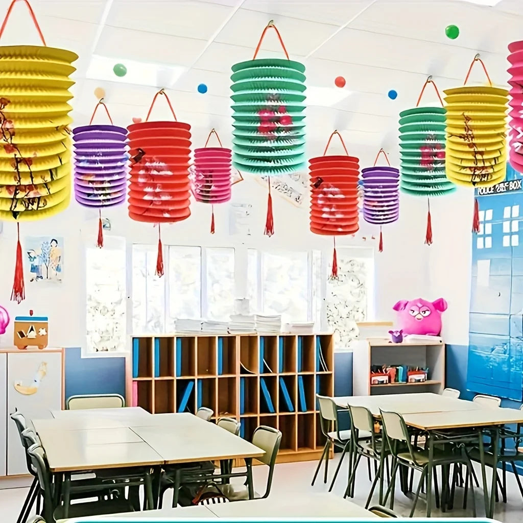 10-Pack Colorful Floral Paper Lanterns – Party & Home Decor Hanging Paper Lanterns Axl