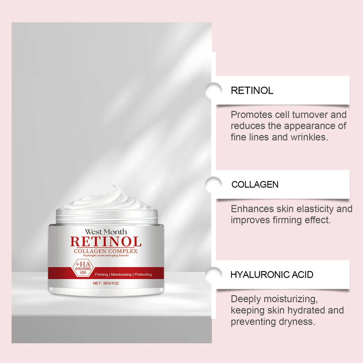 WEST MONTH Retinol Firming Face Cream – Collagen Moisturizer Face Moisturiser Cream Axl