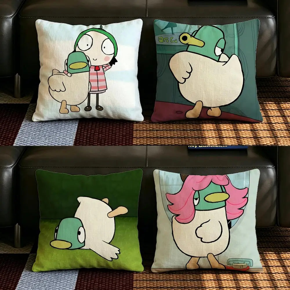 Cartoon Duck Linen Cushion Cover – Sofa, Bed & Chair Decor Decorative Cushion Cover Axl