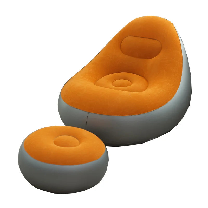 PVC Flocking Inflatable Sofa – Portable Foldable Lounge Chair Inflatable Lounge Chair Axl Orange As whown