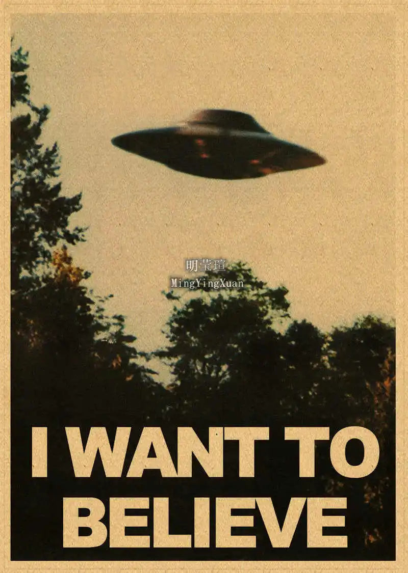 X-Files "I Want to Believe" UFO Alien Vintage Kraft Poster Vintage Wall Poster Axl 10 42x30cm