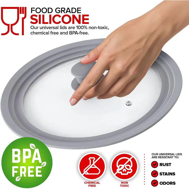Universal Tempered Glass Lid for Pots & Pans – 24cm 26cm 28cm Cookware Lid Axl