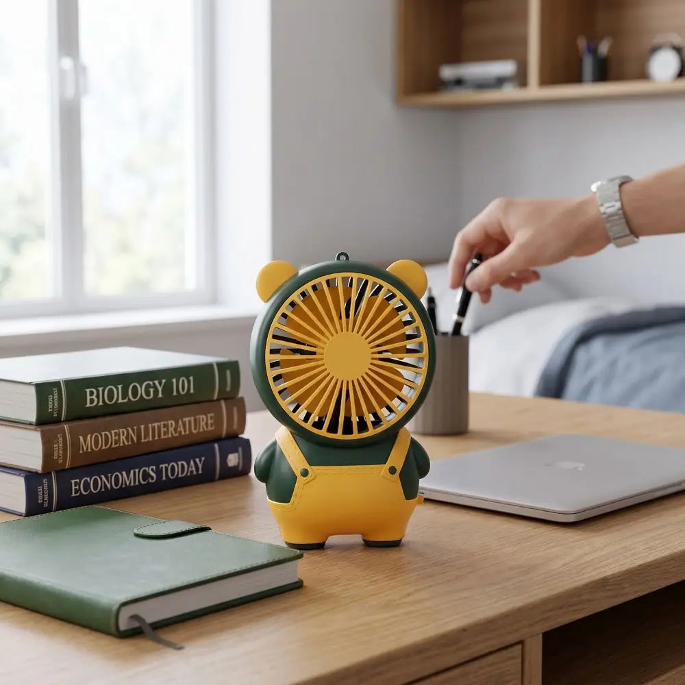 Bear Shape USB Rechargeable Mini Fan – Portable Kids Handheld Mini Handheld Fan Axl