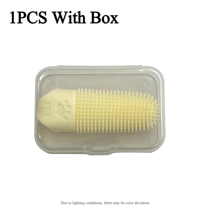 360° Silicone Finger Toothbrush for Dogs & Cats – All Breeds Pet Finger Toothbrush Axl Yellowboxed-1pcs