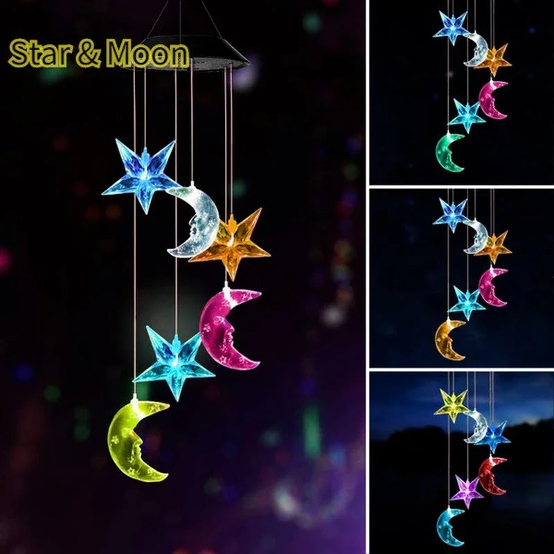 Solar Wind Chime LED Light – Color Changing Crystal Ball Garden Solar Garden Light Axl Star moon