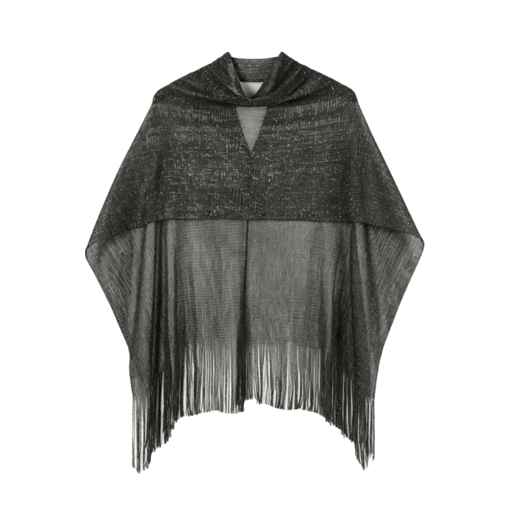 Sheer Beach Cover-Up Top – Lightweight Draped Gauze Swimwear Beach Cover-Up Axl Black Silver One Size