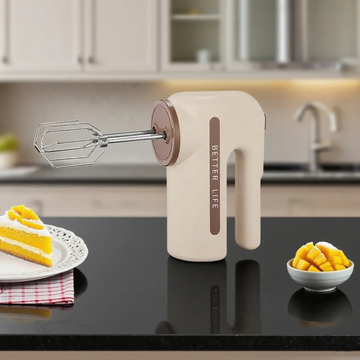 ONEKA Cordless Handheld Mixer 5-Speed with 2 Whisks | Baking Handheld Electric Mixer Axl Brown