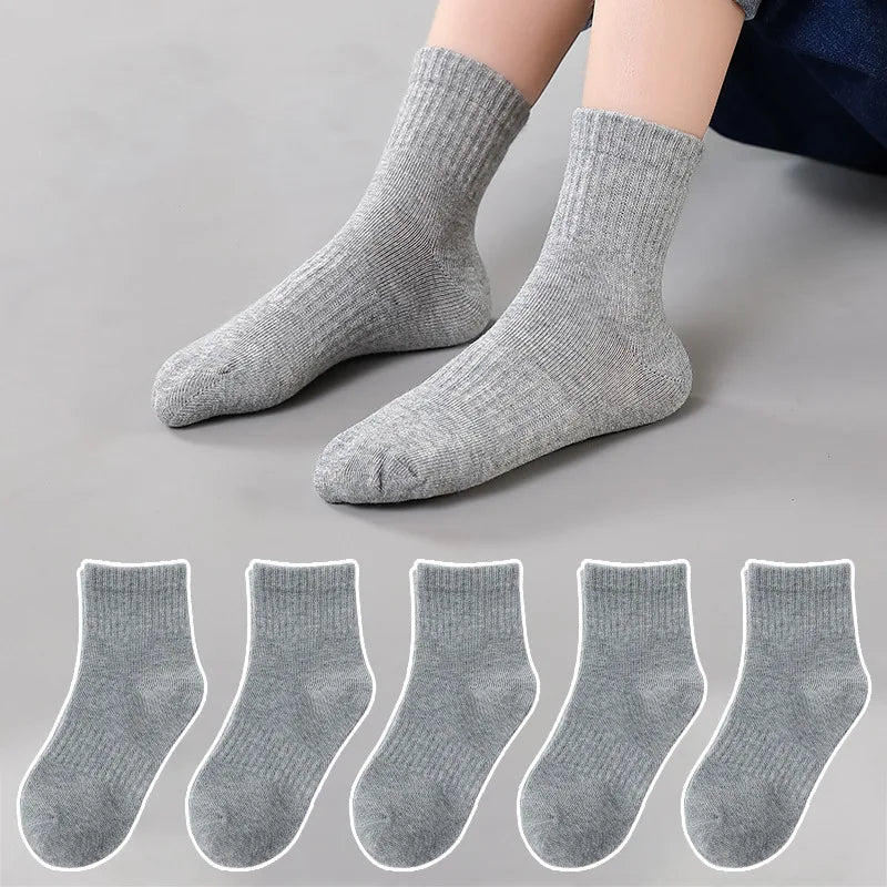 6-Pack Kids Cotton Sports Socks – Breathable Crew Socks Ages 3–6 Kids Sports Socks Axl 5 pairs grey-2