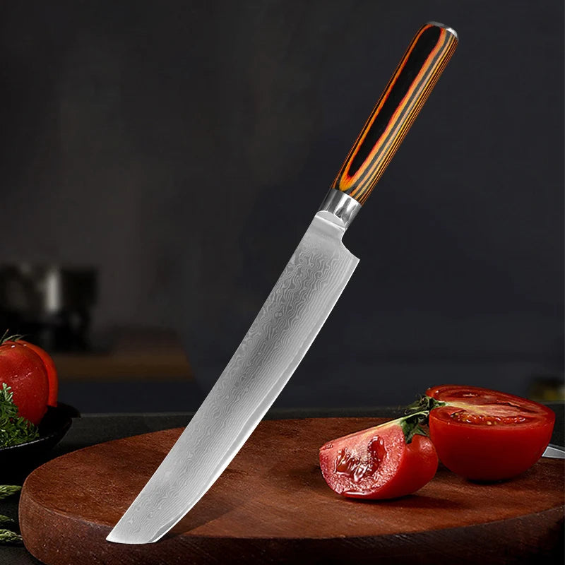 67-Layer Damascus Steel Chef Knife – Wood Handle | InLeung Damascus Chef Knife Axl