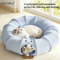 KEMORELA Foldable Cat Tunnel Bed – Washable & Breathable Cat Tunnel Bed Axl Blue 85x85x26cm