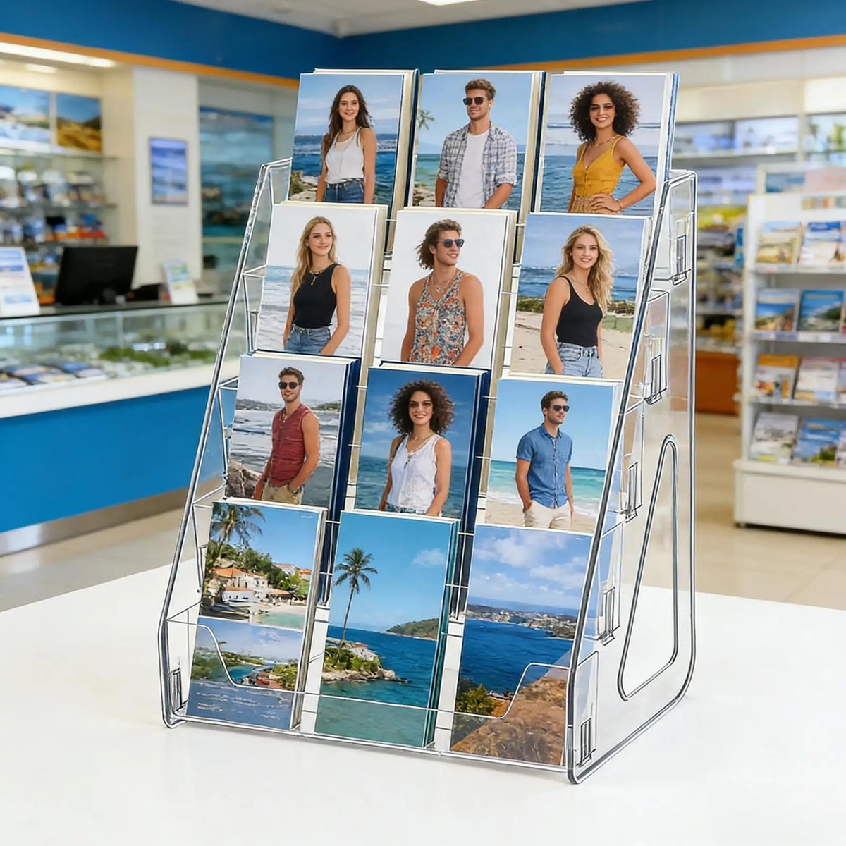 5-Tier Desktop Brochure Holder & Catalog Display Stand Brochure Display Rack Axl